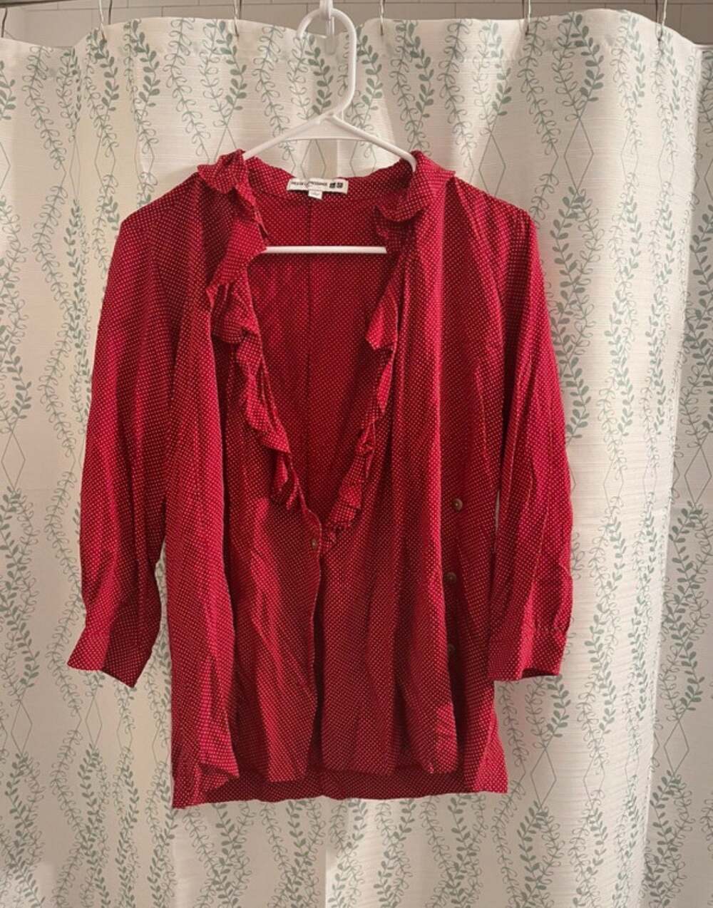 Uniqlo x Ines de la Fressange Red Polka Dot Ruffle Blouse